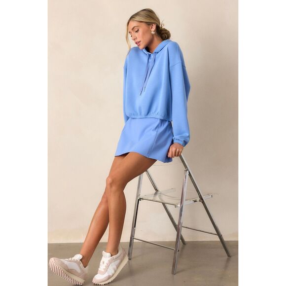 Spanx AirEssentials  Cropped Hoodie Size M Cornflower Blue $128 - Picture 3 of 10